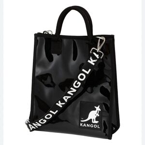 Kangol Glossy Black Patent Tote with Logo Strap